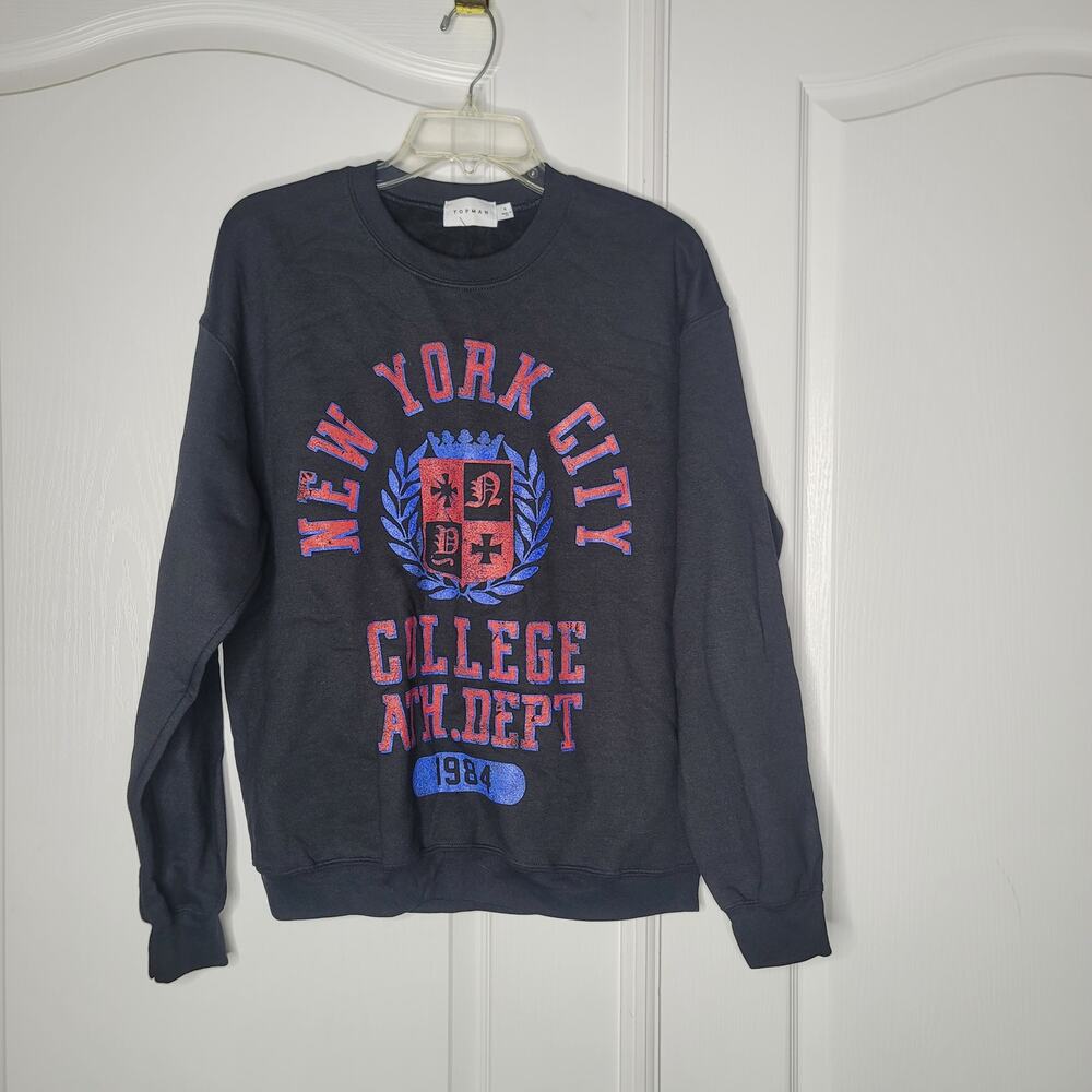 topman small mens sweatshirt Black long sleeve logo New york City College NEW